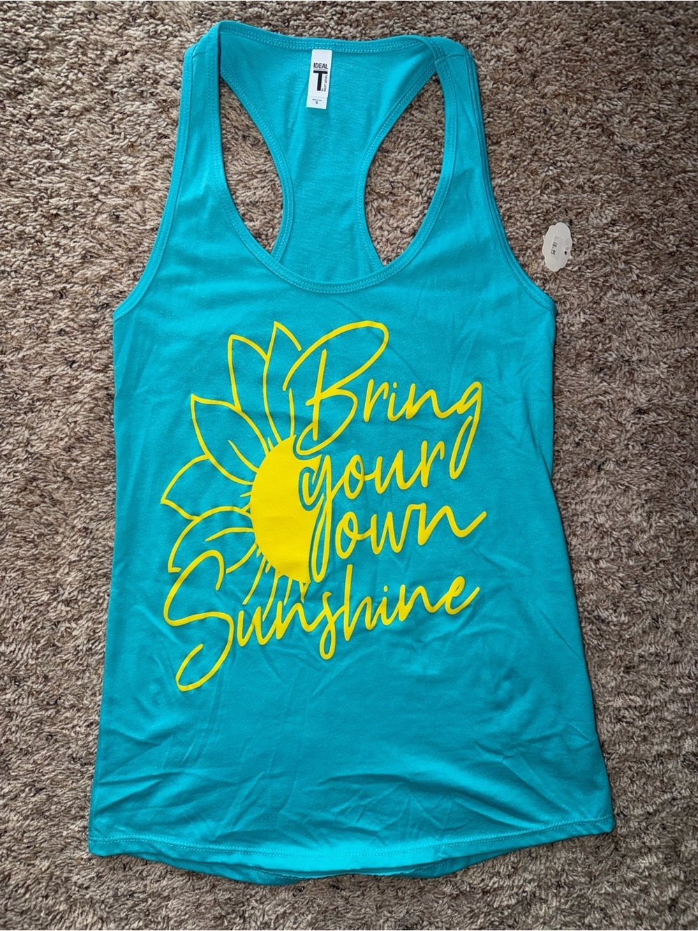 Ideal By Next Level Women’s S Teal Racerback Tank Bring You Own Sunshine